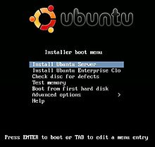 A screenshot of the Ubuntu Server installation boot menu